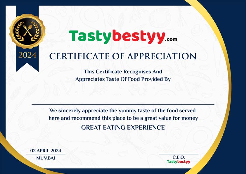 Tasty Bestyy Certificate